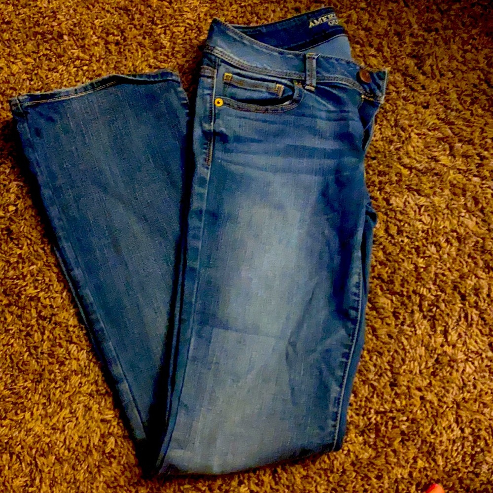American Eagle. Super comfy. Blue jeans